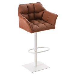 Set di 2 sgabelli da bar Damaso, similpelle, bianco/marrone chiaro