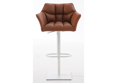 Set di 2 sgabelli da bar Damaso, similpelle, bianco/marrone chiaro