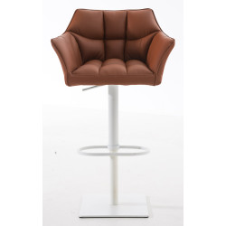 Set di 2 sgabelli da bar Damaso, similpelle, bianco/marrone chiaro