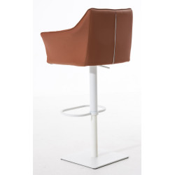 Set di 2 sgabelli da bar Damaso, similpelle, bianco/marrone chiaro