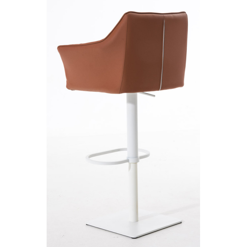 Ensemble de 2 tabourets de bar Damaso en similicuir blanc brun clair