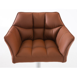 Ensemble de 2 tabourets de bar Damaso, similicuir, blanc/marron clair