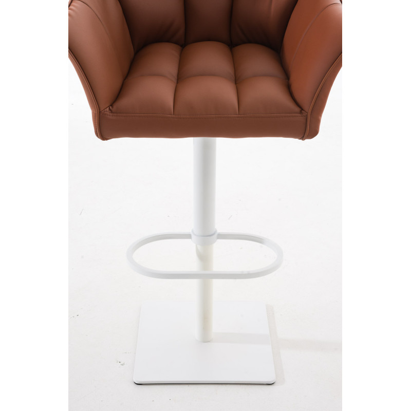 Ensemble de 2 tabourets de bar Damaso, similicuir, blanc/marron clair