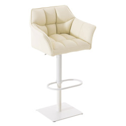 Set di 2 sgabelli da bar Damaso, similpelle, bianco/crema