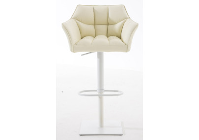 Set di 2 sgabelli da bar Damaso, similpelle, bianco/crema