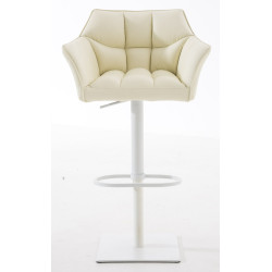 Ensemble de 2 tabourets de bar Damaso, similicuir, blanc/crème