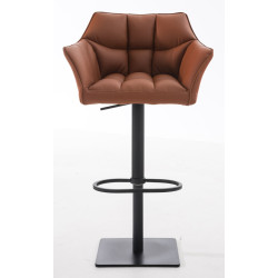 Ensemble de 2 tabourets de bar Damaso en similicuir noir et marron clair