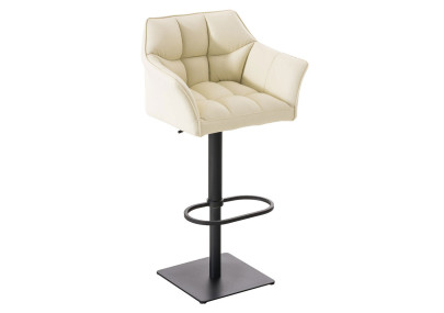 Ensemble de 2 tabourets de bar Damaso en similicuir noir et crème