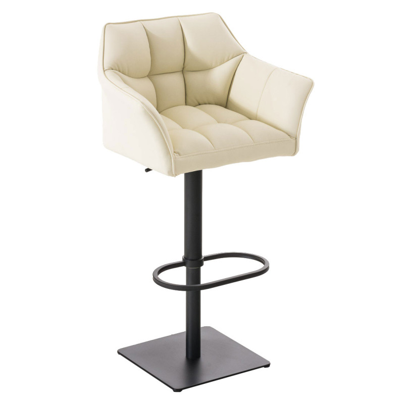 Ensemble de 2 tabourets de bar Damaso en similicuir noir et crème