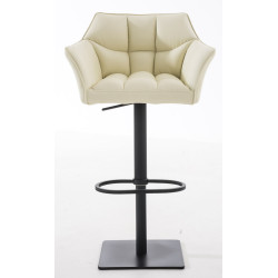 Ensemble de 2 tabourets de bar Damaso en similicuir noir crème