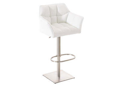 Ensemble de 2 tabourets de bar Damaso en similicuir et acier inoxydable blanc