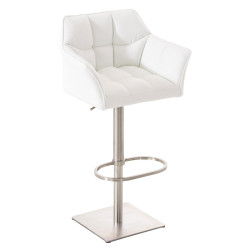 Ensemble de 2 tabourets de bar Damaso en similicuir et acier inoxydable blanc
