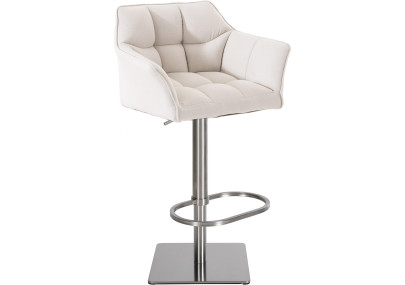 Tabouret de bar Damaso E, tissu blanc