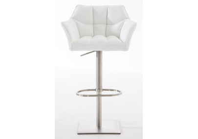 Set di 2 sgabelli da bar Damaso in similpelle acciaio inox bianco