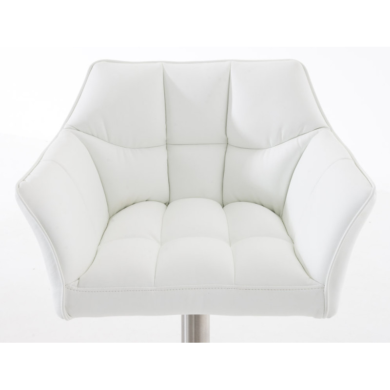 Ensemble de 2 tabourets de bar Damaso en similicuir et acier inoxydable blanc