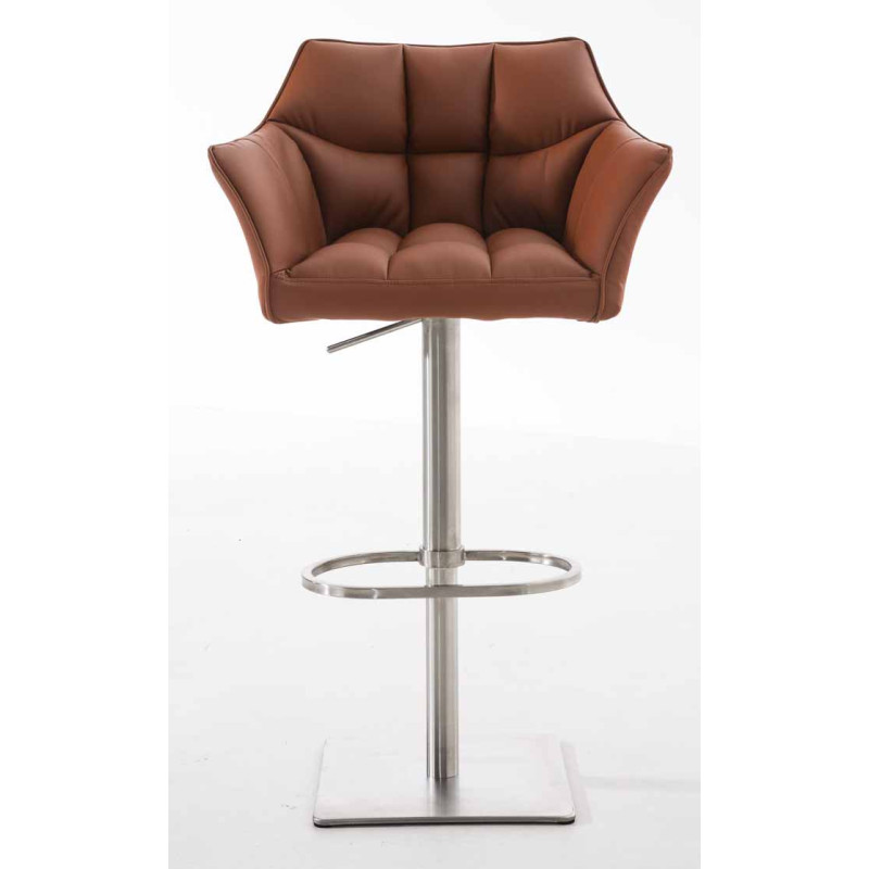 Ensemble de 2 tabourets de bar Damaso en similicuir et acier inoxydable brun clair