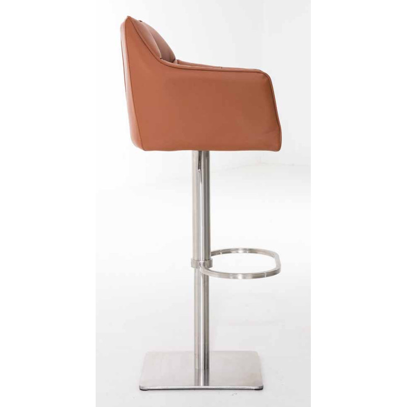 Ensemble de 2 tabourets de bar Damaso, similicuir, acier inoxydable, marron clair
