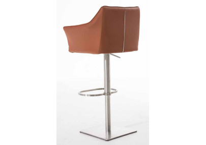 Set di 2 sgabelli da bar Damaso, similpelle, acciaio inox, marrone chiaro