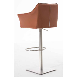 Set di 2 sgabelli da bar Damaso, similpelle, acciaio inox, marrone chiaro