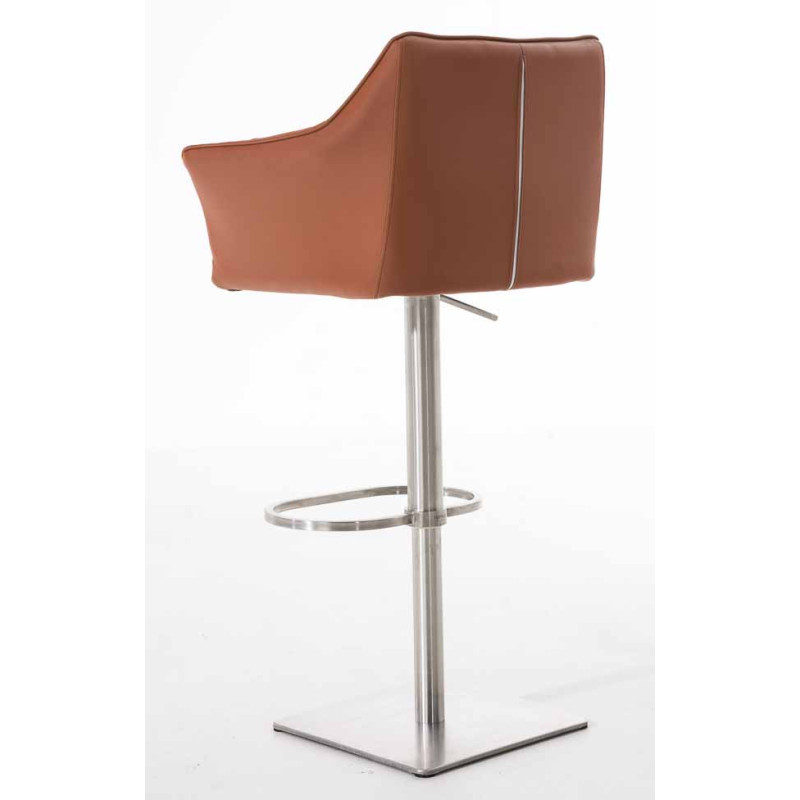 Ensemble de 2 tabourets de bar Damaso, similicuir, acier inoxydable, marron clair