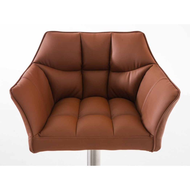 Set di 2 sgabelli da bar Damaso, similpelle, acciaio inox, marrone chiaro