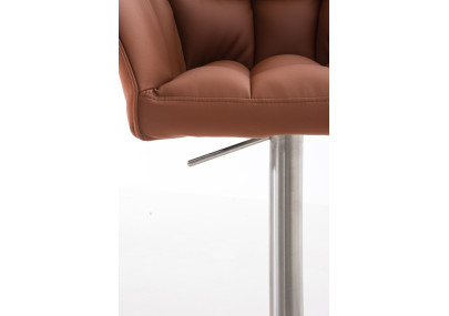 Set di 2 sgabelli da bar Damaso, similpelle, acciaio inox, marrone chiaro