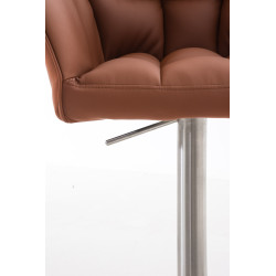 Ensemble de 2 tabourets de bar Damaso, similicuir, acier inoxydable, marron clair