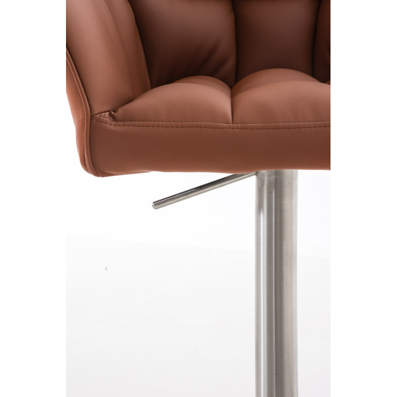 Ensemble de 2 tabourets de bar Damaso, similicuir, acier inoxydable, marron clair