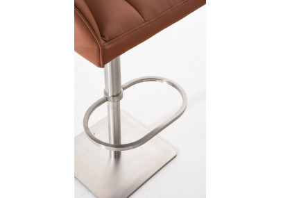 Set di 2 sgabelli da bar Damaso, similpelle, acciaio inox, marrone chiaro