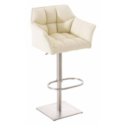 Ensemble de 2 tabourets de bar Damaso en similicuir et acier inoxydable crème