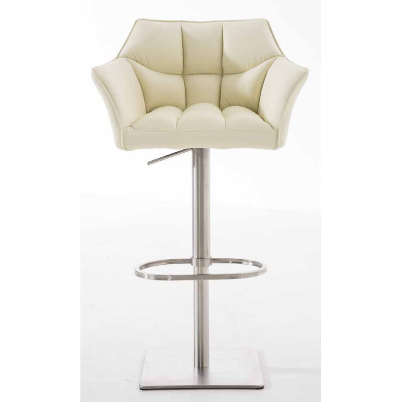 Set di 2 sgabelli da bar Damaso, similpelle, acciaio inox, crema