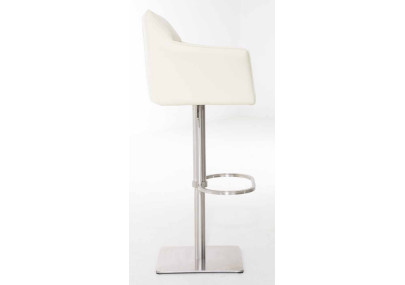 Set di 2 sgabelli da bar Damaso, similpelle, acciaio inox, crema