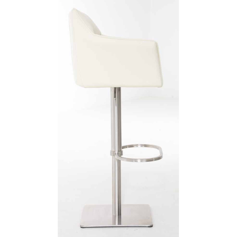 Ensemble de 2 tabourets de bar Damaso en similicuir et acier inoxydable crème