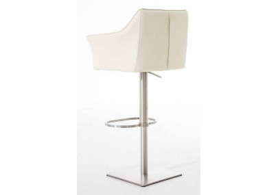 Set di 2 sgabelli da bar Damaso, similpelle, acciaio inox, crema