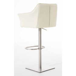 Ensemble de 2 tabourets de bar Damaso, similicuir, acier inoxydable, crème