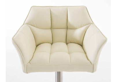 Ensemble de 2 tabourets de bar Damaso, similicuir, acier inoxydable, crème