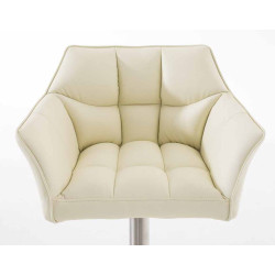 Set di 2 sgabelli da bar Damaso, similpelle, acciaio inox, crema