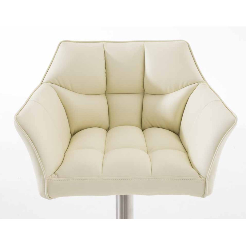 Set di 2 sgabelli da bar Damaso, similpelle, acciaio inox, crema