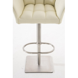 Ensemble de 2 tabourets de bar Damaso, similicuir, acier inoxydable, crème