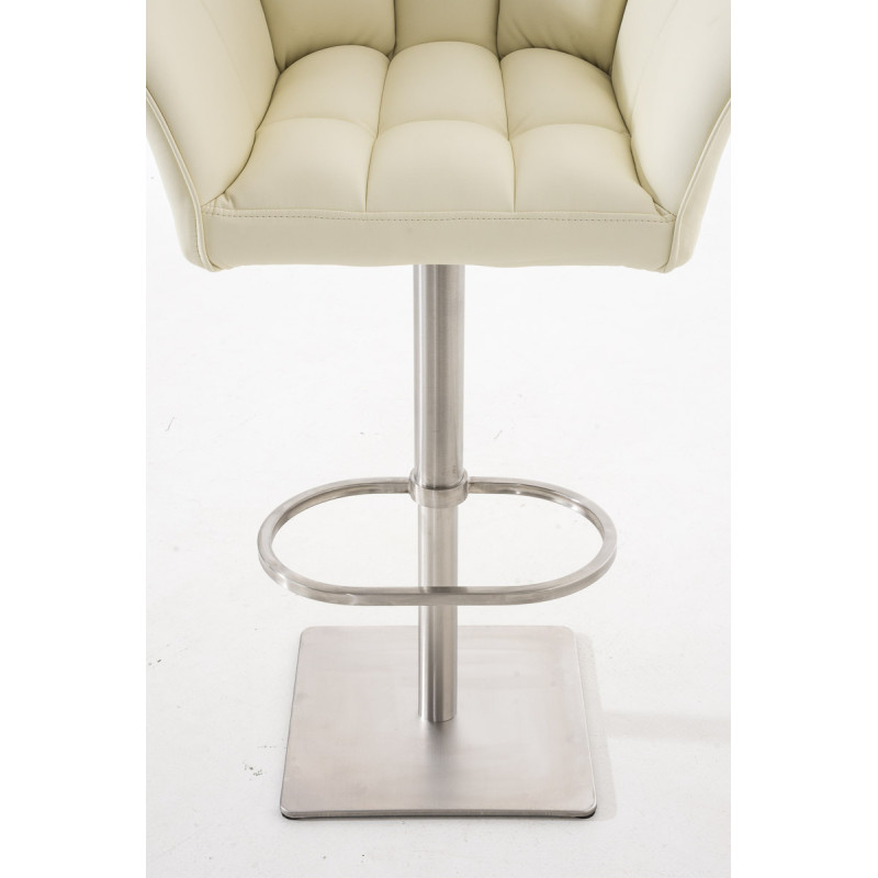 Set di 2 sgabelli da bar Damaso, similpelle, acciaio inox, crema