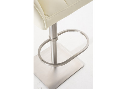 Ensemble de 2 tabourets de bar Damaso, similicuir, acier inoxydable, crème