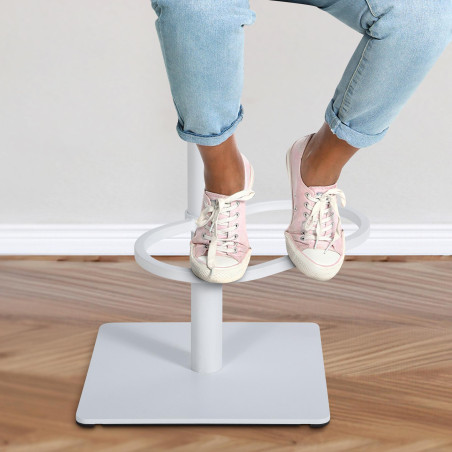 Juego de 2 taburetes de bar tapizados en tela Damaso, blanco y azul.