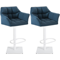 Set di 2 sgabelli da bar in tessuto Damaso bianco blu