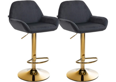 Ensemble de 2 tabourets de bar Braga Gold Velvet Noir