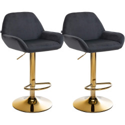 Ensemble de 2 tabourets de bar Braga Gold Velvet Noir