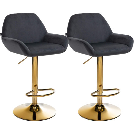 Ensemble de 2 tabourets de bar Braga Gold Velvet Noir