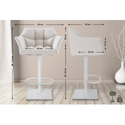 Ensemble de 2 tabourets de bar en tissu Damaso blanc blanc