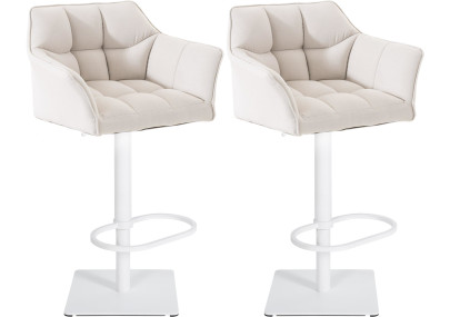 Set di 2 sgabelli da bar in tessuto Damaso bianco bianco