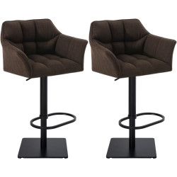 Ensemble de 2 tabourets de bar en tissu Damaso noir brun