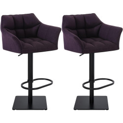 Ensemble de 2 tabourets de bar en tissu Damaso noir violet